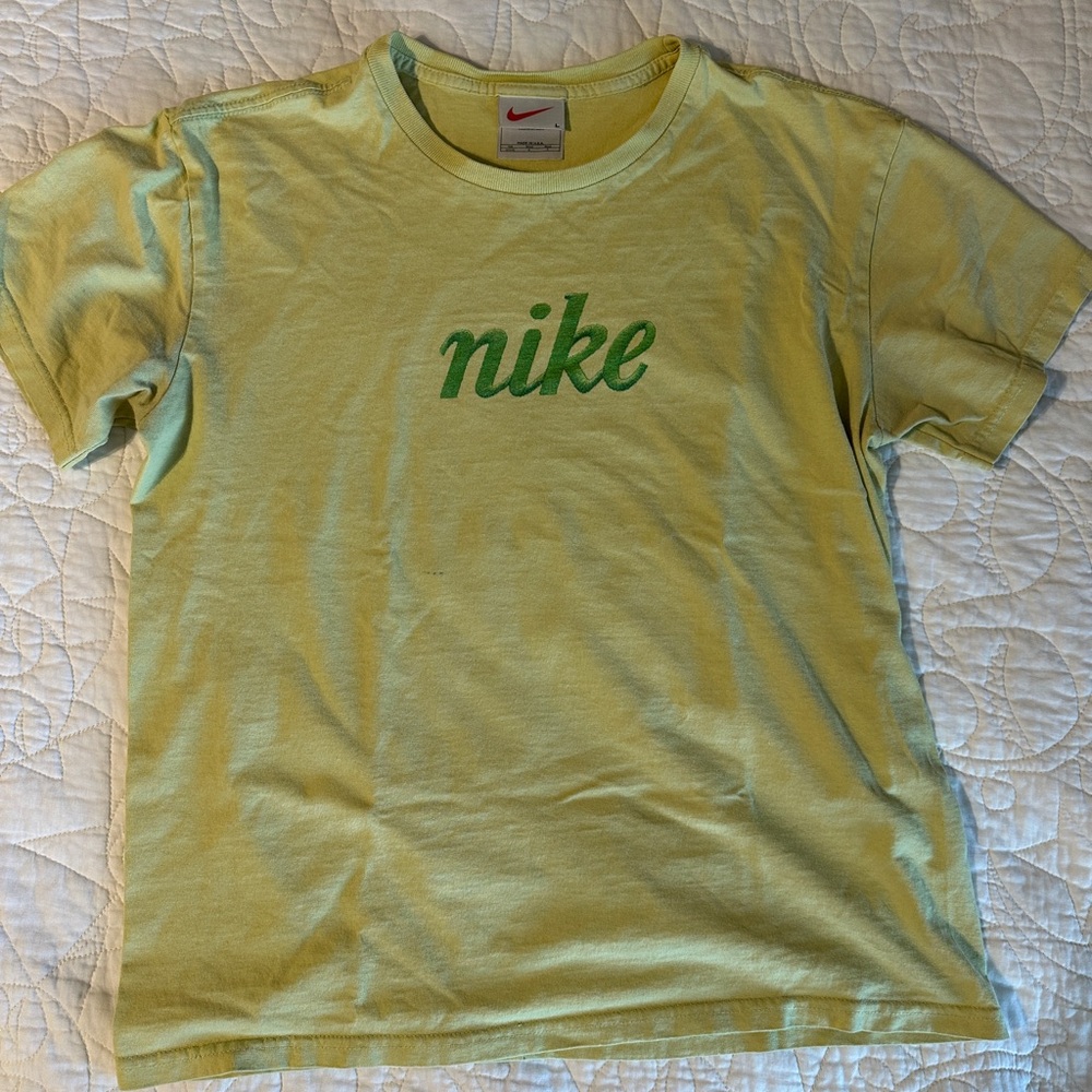 Nike Light Yellow Tee with Green Logo